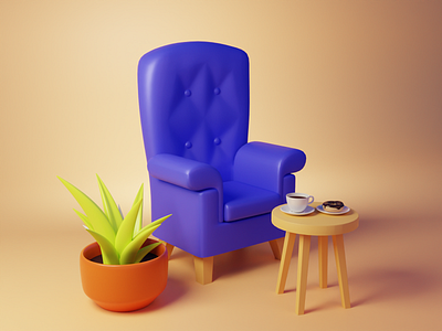 3D Chair Ambience 3d illustration blender blender 3d blender3d chair coffee illustraion render snacks