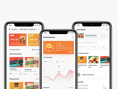 Sports Refreshment App Ui cart dashboard orange shopping sports ui ui ux