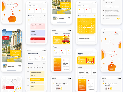 Schedule App augmentedreality calander cards ui event event app events illustration map minimal mobiledesign schedule time timeline ui ux vector