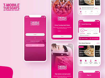 T mobile App concept app branding concept design landing page login mobiledesign onboarding ui ux