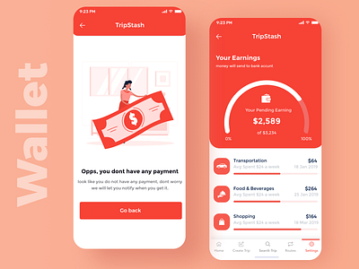 Wallet App UI clean design illustration minimal mobiledesign money sketch ui ux wallet wallet app