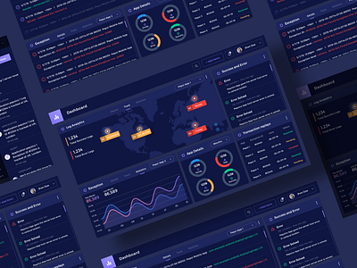 Web Dashboard dark theme dashboard design graphs location log data logs ui ux