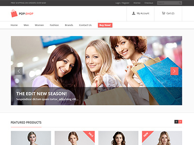 Popshop - Retail, Shopping, eCommerce PSD magento market modern retail runway shop shopping unique