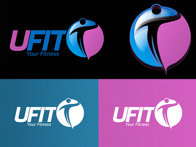 UFIT logo black blue fit fitness health pink