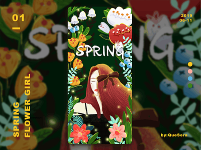 Spring—Girl illustration