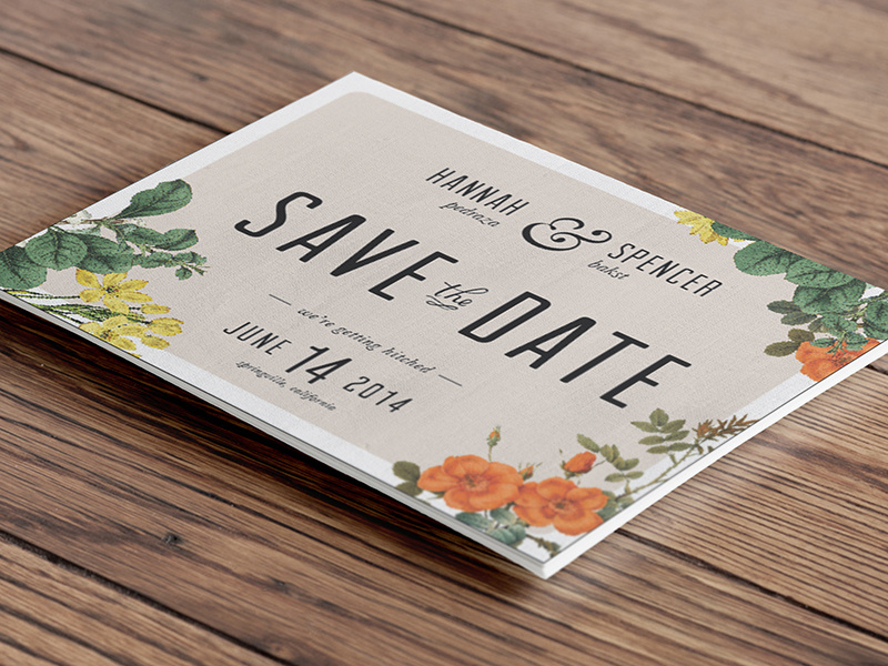 Save The Date wedding invitation flowers save the date engagement typography ampersand type elegant wood