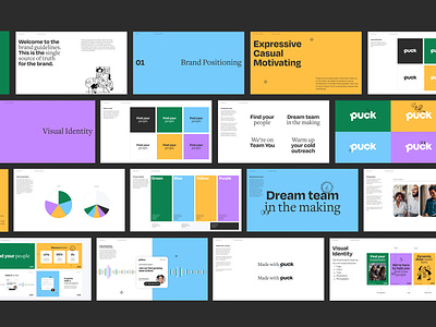 Puck Brand Guidelines brand guidelines branding careers design graphic design illustration layout logo presentation recruiting startup tech type ui vector