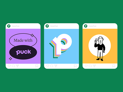 Puck Social branding careers design graphic design illustration instagram job search layout logo marketing social startup type ui vector