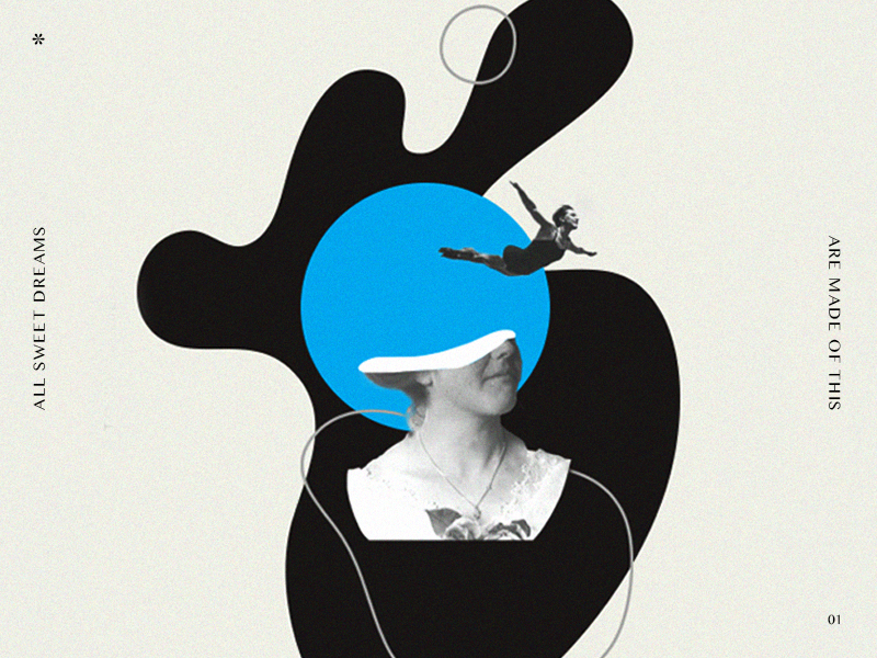 Dreams portrait shapes organic vintage collage surreal dreams