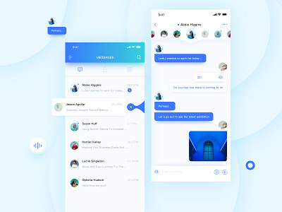 Chat screen blue buttons chat color delete messages ui