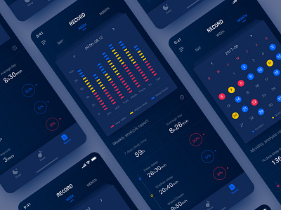 Data details page blue calendar color data design record sleep ui