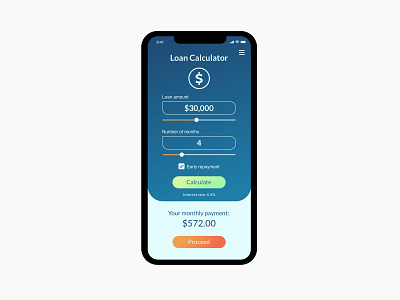 DailyUI challenge #004. Loan Calculator. calculator dailyui dailyui 004 mobile app mobile design mobile ui ui
