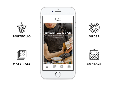 Undercowear.com aprons brand dashed icons lines ui wear web website