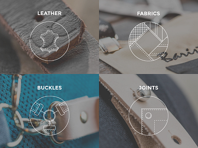 Icons of Apron Materials buckles circles dashed fabrics icons joins leather lines