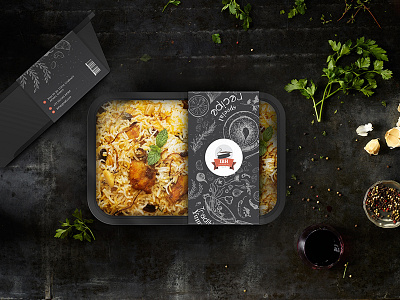 Food Parcel Box branding card holder creative design food graphic design invitation mockup package parcel box restaurant