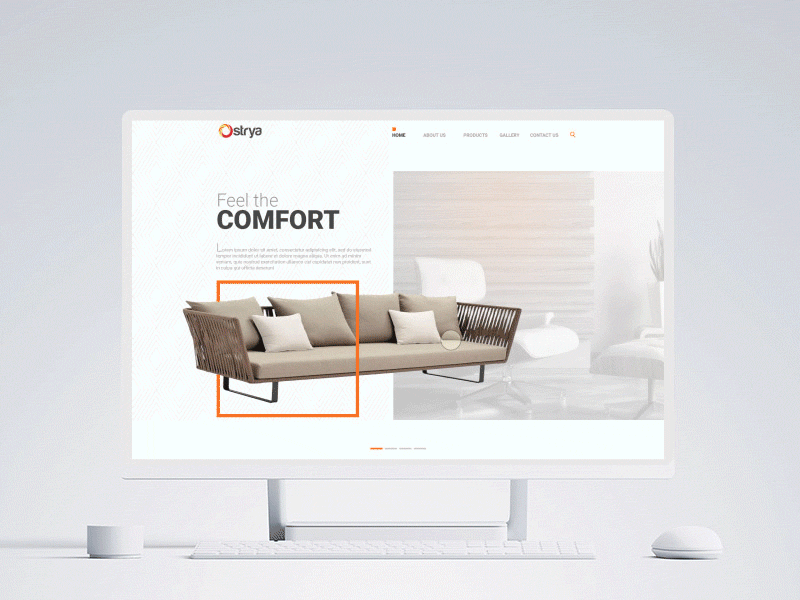 Website Prototype animation creative furniture interior mockup prototype website