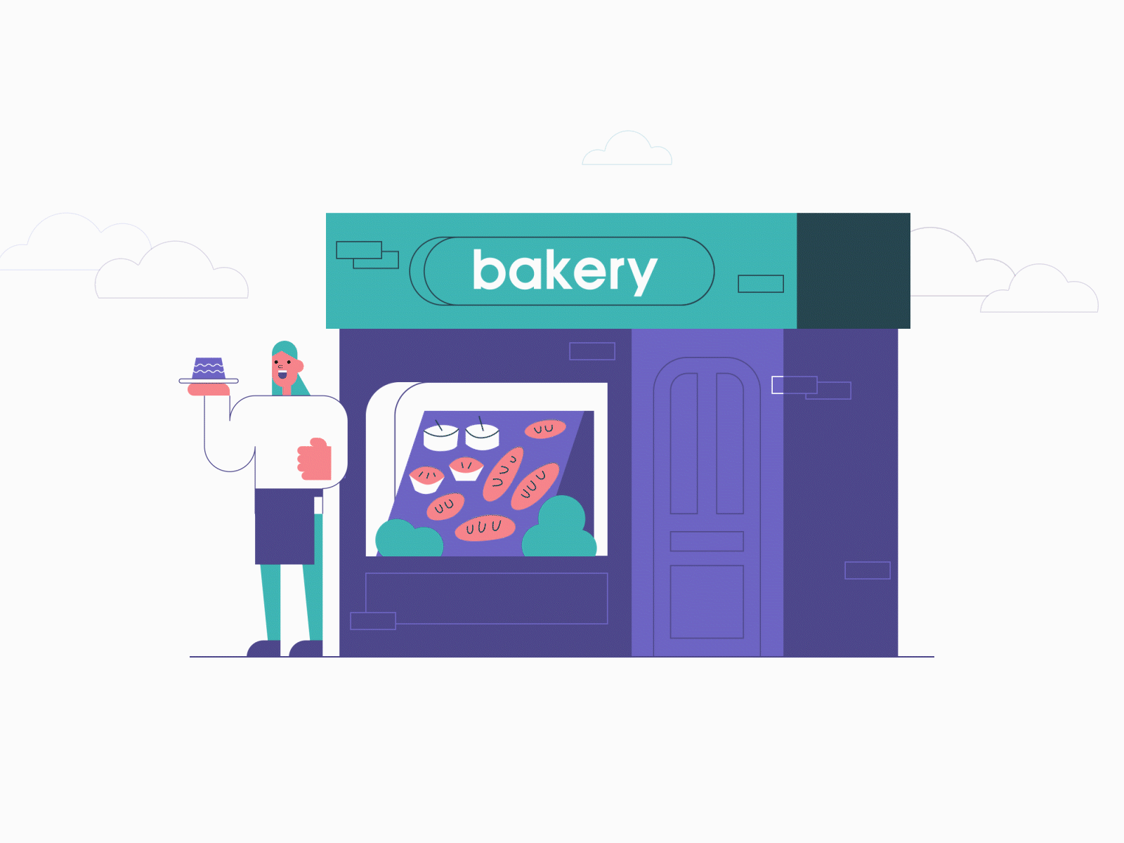 Bakery, Cafe and BBQ 2d 2d animation 2d character after effects aftereffects animation artwork bakery bbq cafe cartoon design draw drawing illustration illustrator photoshop store vector
