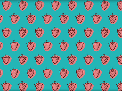 Strawberry Pattern aquamarine art berries berry cute design digital fruit illustration line pattern pink red seamless strawberris strawberry surface