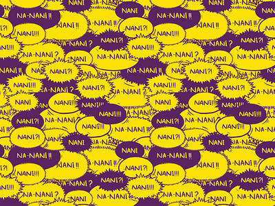 Nani Explosion comic design digital explosion expression japanese language manga nani onomatopoeia pattern purple seamless speech balloon speech bubble text what yellow