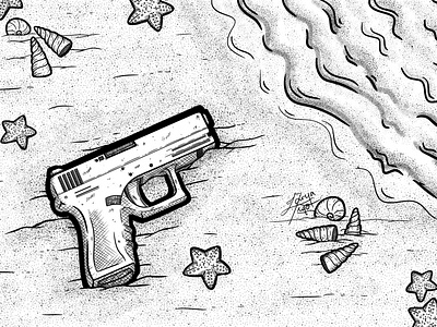 Gun on Sandy Beach