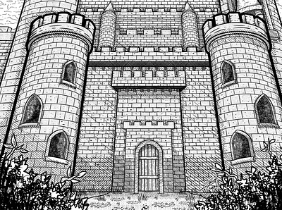 Castle art bell building castle cross hatching digital drawing fort fortification fortress illustration keep line line art medieval stone stronghold stylize stylized tower