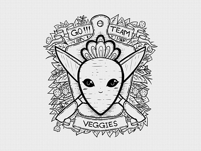 Team Veggies art banner carrot chopping board cute drawing flower flowers illustration knife knives leaf leaves line art line art illustration line artwork line drawing pirate quote statement