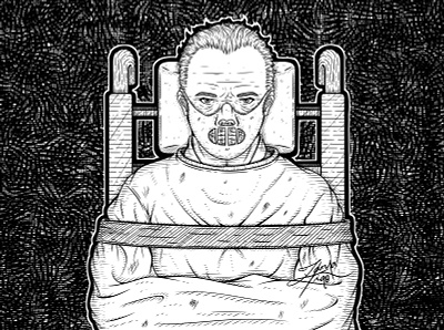 Restrained angry convict crazy drawing feral grin grinning half hockey illustration line line art line drawing lineart mad man man illustration mask restrained straitjacket
