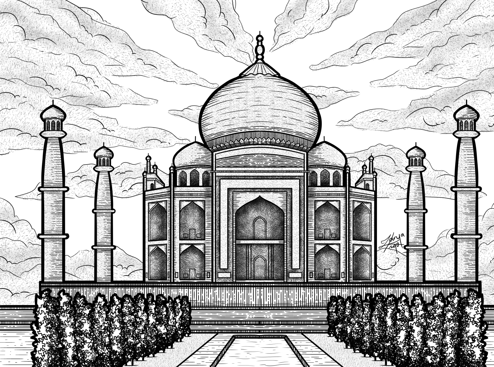 Frame the Original Taj Mahal, India Drawing-saigonsouth.com.vn