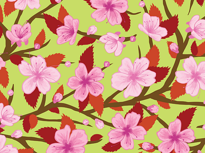 Cherry Blossoms Seamless Pattern blossoms cherry flower japan pattern sakura seamless spring