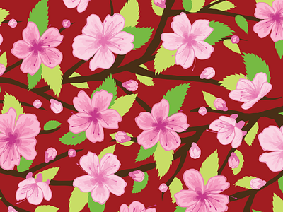 Cherry Blossoms Seamless Pattern