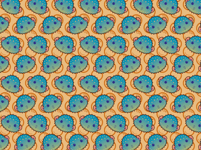 Blue Pufferfish adorable animal creature cuta design fish illustration pattern pout pouting pouty puffer pufferfish sea sea creature seamless