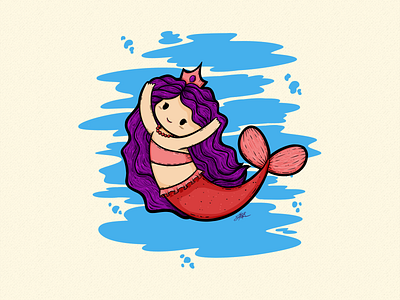 Mermaid being crown cute fantasy fish folk maid mer mermaid mythical ocean people pink princess purple sea tail tiara water wave