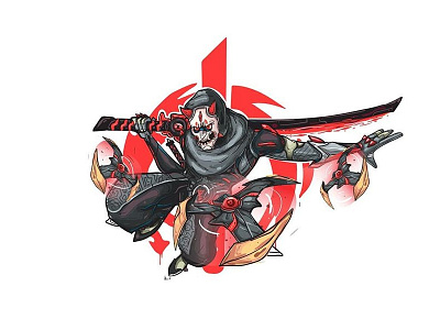 genji character design drawing game illustration illustrator overwatch vector