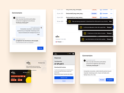 Silvr — Spending module (2/2) card finance invoices product design transactions typography ui upload