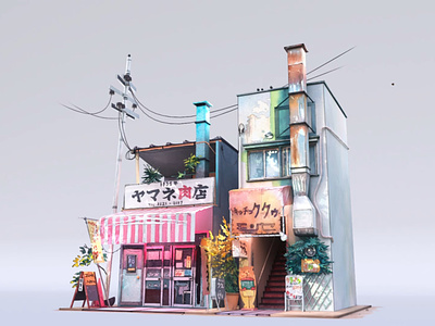Tokyo Storefronts 3d artist ghibli illustration japan makoto shinkai mateusz urbanowicz memories storefronts tokyo travel watercolor your name