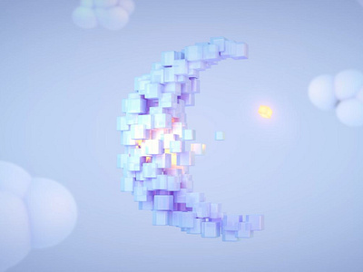 Introducing 'Pixel De Lune' 3d 3d art 3d artist animation autodesk blue cartoon cloud clouds cube design illustration maya moon pixar pixel planet renderman sky space
