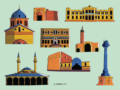 Damascus Landmarks damascus illustration landmark landmarks syria