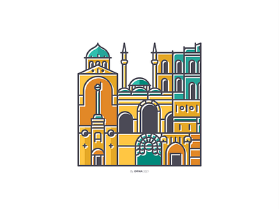 Damascus damascus design flat icon icons illustration landmark landmarks syria vector