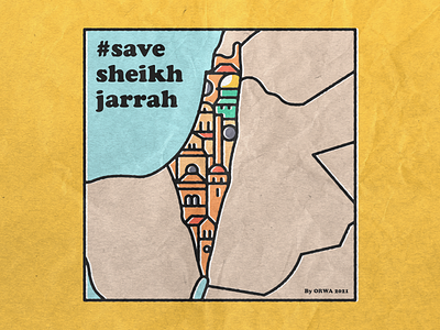 Save Sheikh Jarrah art design flat icons illustration jerusalem landmark landmarks map palestine paper vector