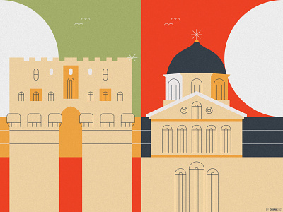 Syrian Culture #1 aleppo citadel culture damascus design flat icon illustration landmark landmarks mosque syria vector