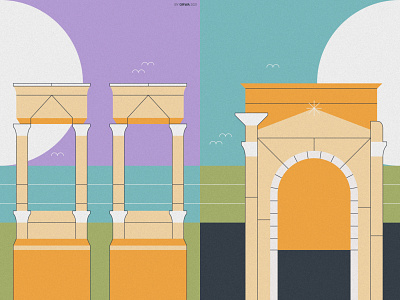 Syrian Culture #2 arab arch design graphic design illustration land landmark landmarks latakia palmyra roman syria tetrapylon vector
