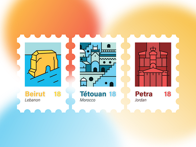 Travel illustrations #2 flat icon jordan labanon landmarks morocco petra travel ui ux vector web