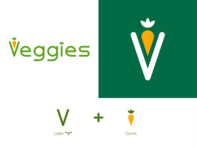 Veggies logo concept branding carrot design flat green illustration logo vector vegan vegetable vegetarian veggies