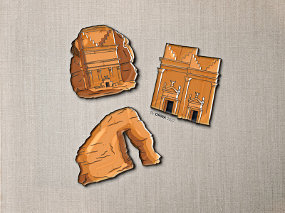 Al-Ula Pins alula arabia flat graphic design icons illustration illustrator landmarks saudi vector