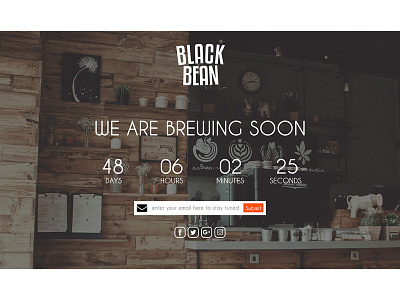 BLACK BEAN COUNTDOWN cafe coffee shop coming soon countdown countdown page web web layout webdesign webpage website