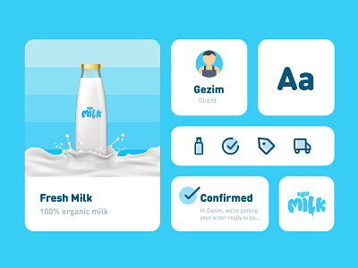 Aya Milk UI Elements adobe xd app aya milk branding components design icons illustration typography ui ux