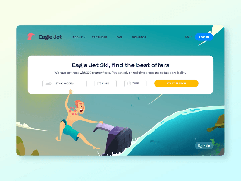 Eagle Jet Ski adobexd animation booking coreup design illustration jet ski search engine ui ux web