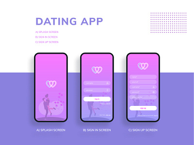 Dating App UI Splash Signin signup dating app illustrations signin signup splashscreen uidesign undraw