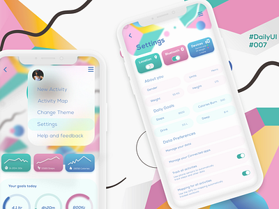 Fitness app Settings page #DailyUI #007 007 dailyui settings