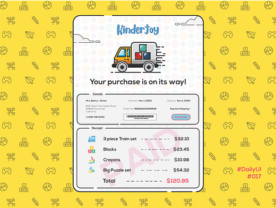 Email Receipt #DailyUI #017 017 dailyui dailyui 017 illustrator toys xd